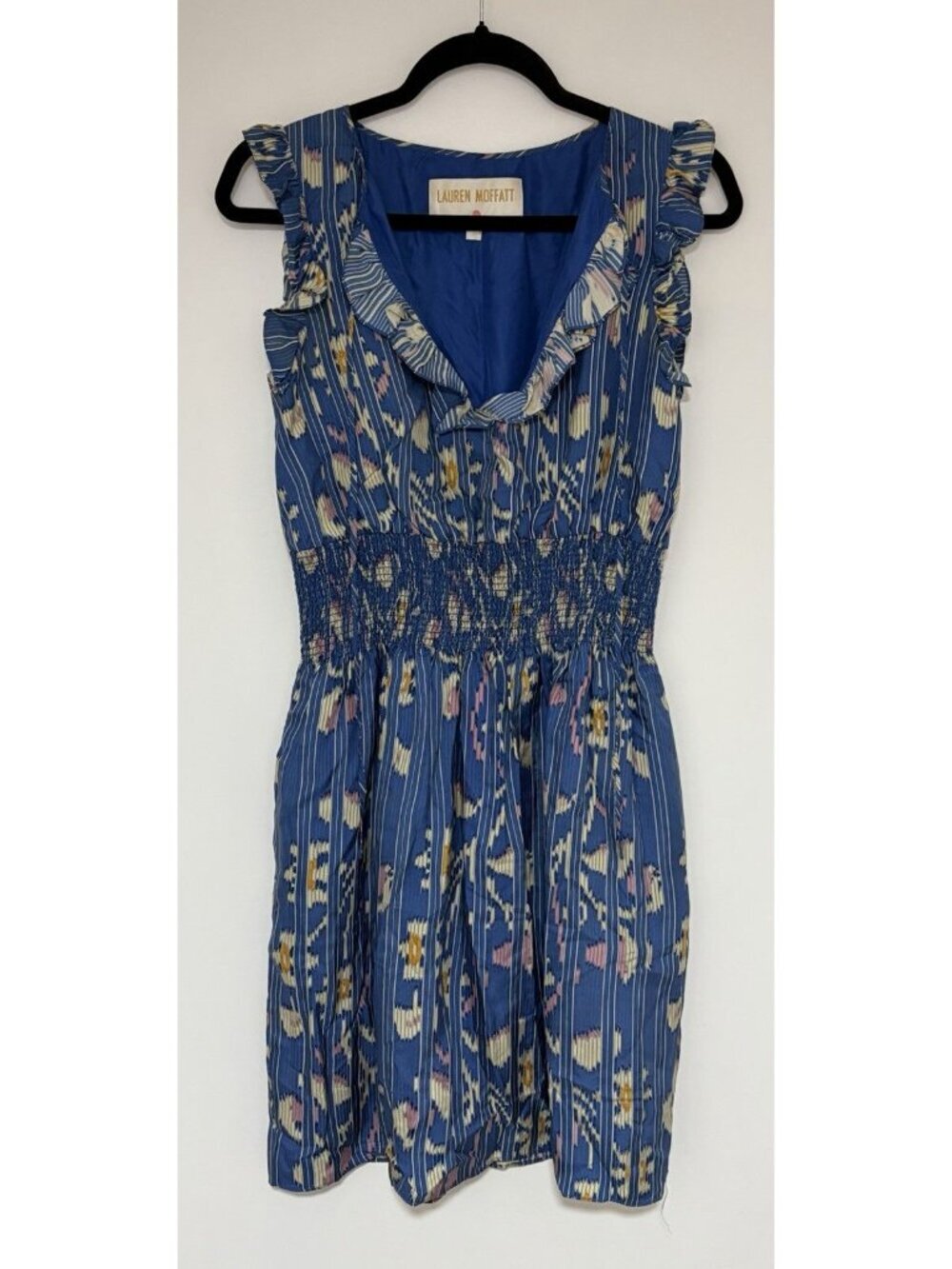 Lauren Moffatt Women’s Blue Sleeveless 100% Silk Mini Dress Size 0 - Picture 2 of 9